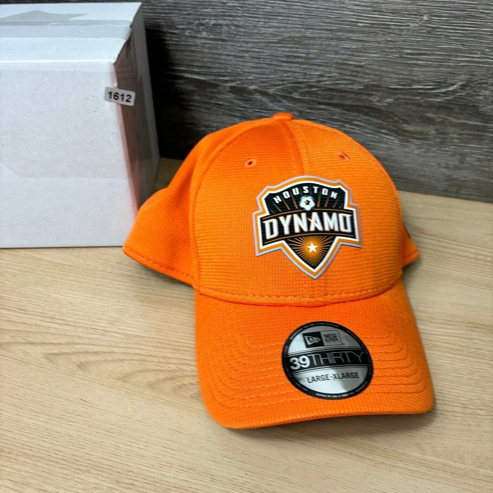 Houston Dynamo Hat Cap Fitted Size L-XL Orange Soccer MLS‎ New Era NWT